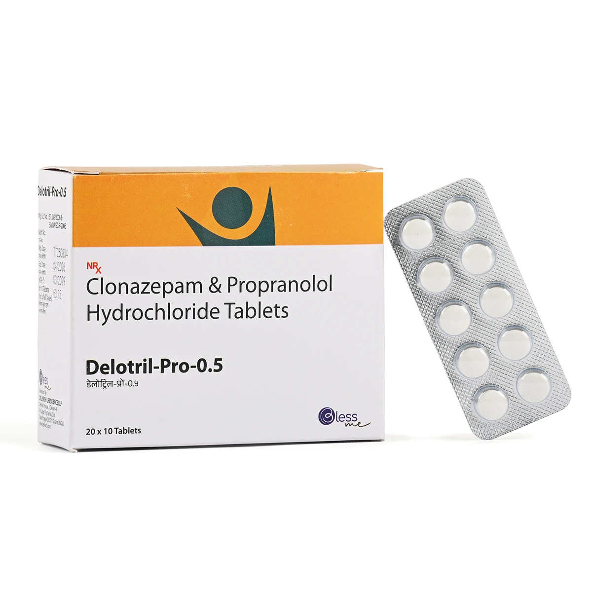 DELOTRIL-PRO-0.5 Clonazepam 0.5 mg and Propranolol 20 mg pack by Blessme - Dellwich Lifescience