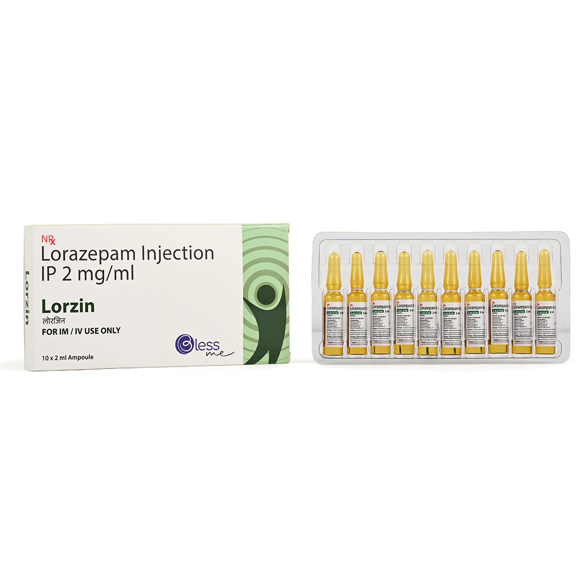 LORZIN Lorazepam Injection IP 2 mg/mL 10x2 mL Ampoules pack by Blessme - Dellwich Lifescience